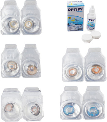 

Optify Combo Pack Monthly Color Contact Lens With Solution Monthly Contact Lens(0, Natural Grey-Gold-Grey-Honey-Blue Topaz, Pack of 5)