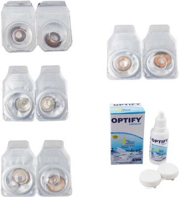 

Optify Combo Pack Monthly Color Contact Lens With Solution Monthly Contact Lens(0, Brown-Natural Grey-Hazel-Honey, Pack of 4)