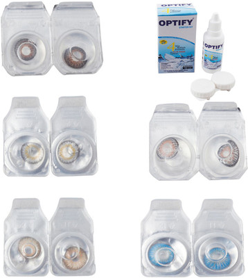 

Optify Combo Pack Monthly Color Contact Lens With Solution Monthly Contact Lens(0, Brown-Natural Grey-Gold-Grey-Blue Topaz, Pack of 5)