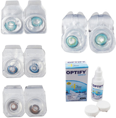 

Optify Combo Pack Monthly Color Contact Lens With Solution Monthly Contact Lens(0, Aqua-Blue-Brown-Green Turquoise, Pack of 4)