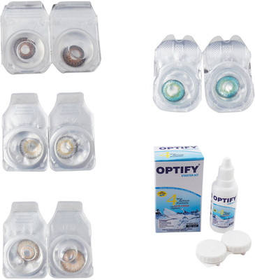 

Optify Combo Pack Monthly Color Contact Lens With Solution Monthly Contact Lens(0, Brown-Natural Grey-Gold-Green Turquoise, Pack of 4)