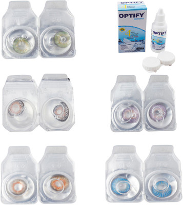 

Optify Combo Pack Monthly Color Contact Lens With Solution Monthly Contact Lens(0, Green-Grey-Honey-Violet-Blue Topaz, Pack of 5)