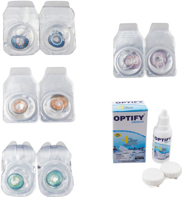 

Optify Combo Pack Monthly Color Contact Lens With Solution Monthly Contact Lens(0, Blue-Honey-Green Turquoise-Violet, Pack of 4)
