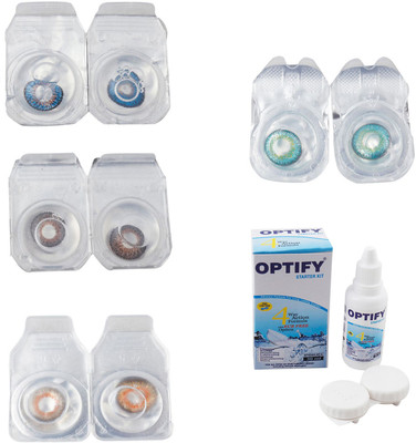 

Optify Combo Pack Monthly Color Contact Lens With Solution Monthly Contact Lens(0, Blue-Brown-Honey-Green Turquoise, Pack of 4)