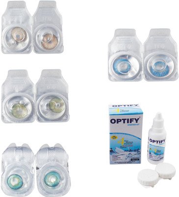 

Optify Combo Pack Monthly Color Contact Lens With Solution Monthly Contact Lens(0, Gold-Green-Green Turquoise-Blue Topaz, Pack of 4)