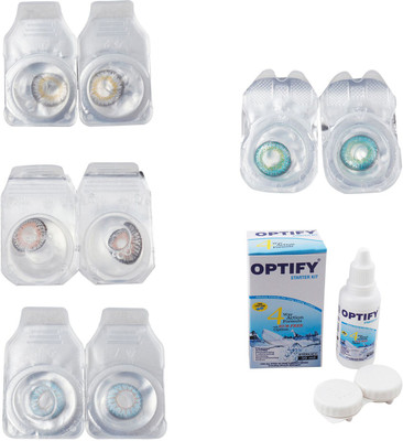 

Optify Combo Pack Monthly Color Contact Lens With Solution Monthly Contact Lens(0, Natural Grey-Grey-Sea Blue-Green Turquoise, Pack of 4)