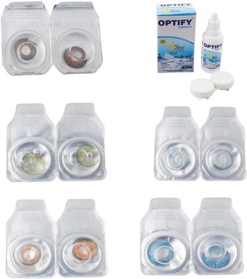 

Optify Combo Pack Monthly Color Contact Lens With Solution Monthly Contact Lens(0, Brown-Green-Honey-Sea Blue-Blue Topaz, Pack of 5)