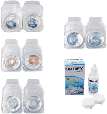 

Optify Combo Pack Monthly Color Contact Lens With Solution Monthly Contact Lens(0, Blue-Honey-Sea Blue-Blue Topaz, Pack of 4)