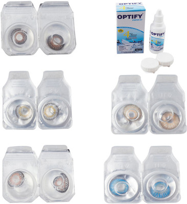 

Optify Combo Pack Monthly Color Contact Lens With Solution Monthly Contact Lens(0, Brown-Natural Grey-Grey-Hazel-Blue Topaz, Pack of 5)