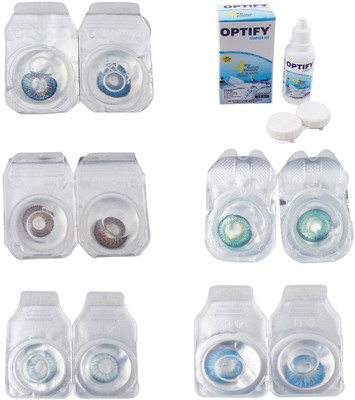 

Optify Combo Pack Monthly Color Contact Lens With Solution Monthly Contact Lens(0, Blue-Brown-Sea Blue-Green Turquoise-Blue Topaz, Pack of 5)