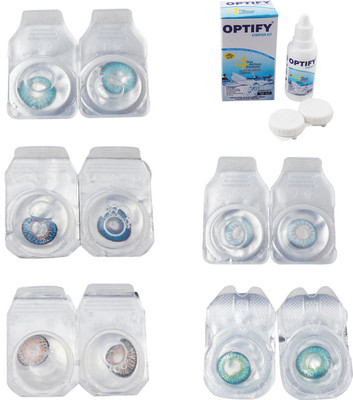 

Optify Combo Pack Monthly Color Contact Lens With Solution Monthly Contact Lens(0, Aqua-Blue-Grey-Sea Blue-Green Turquoise, Pack of 5)