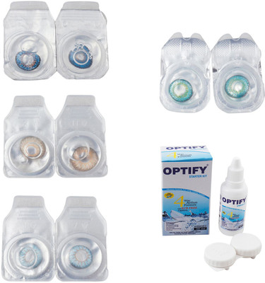 

Optify Combo Pack Monthly Color Contact Lens With Solution Monthly Contact Lens(0, Blue-Hazel-Sea Blue-Green Turquoise, Pack of 4)