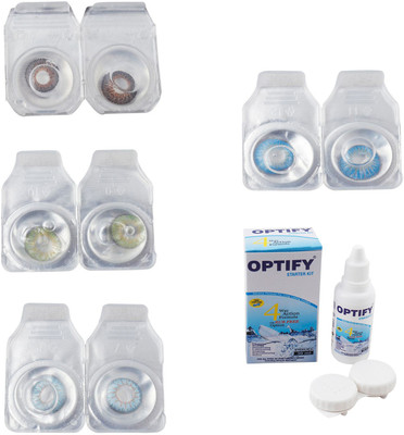 

Optify Combo Pack Monthly Color Contact Lens With Solution Monthly Contact Lens(0, Brown-Green-Sea Blue-Blue Topaz, Pack of 4)