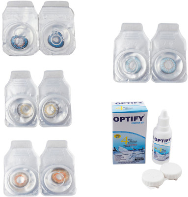 

Optify Combo Pack Monthly Color Contact Lens With Solution Monthly Contact Lens(0, Blue-Natural Grey-Honey-Sea Blue, Pack of 4)