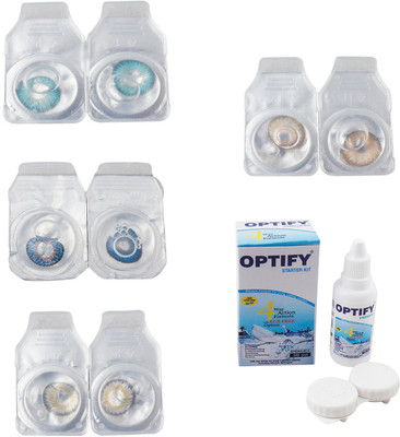 

Optify Combo Pack Monthly Color Contact Lens With Solution Monthly Contact Lens(0, Aqua-Blue-Natural Grey-Hazel, Pack of 4)