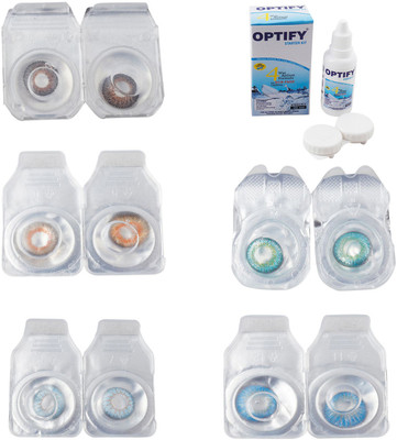 

Optify Combo Pack Monthly Color Contact Lens With Solution Monthly Contact Lens(0, Brown-Honey-Sea Blue-Green Turquoise-Blue Topaz, Pack of 5)