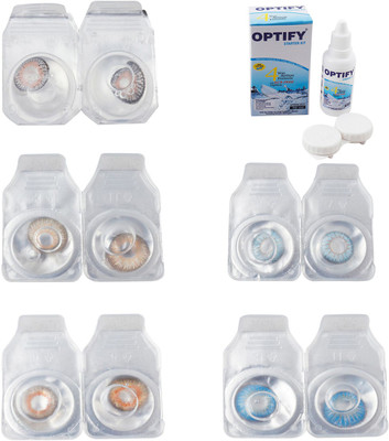 

Optify Combo Pack Monthly Color Contact Lens With Solution Monthly Contact Lens(0, Grey-Hazel-Honey-Sea Blue-Blue Topaz, Pack of 5)