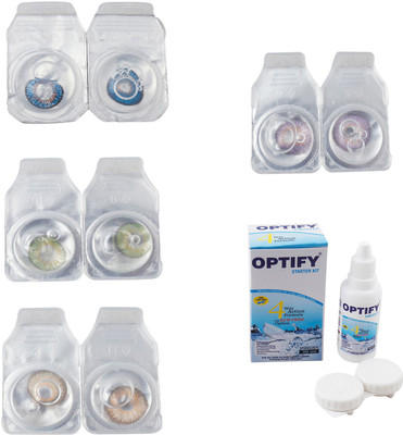 

Optify Combo Pack Monthly Color Contact Lens With Solution Monthly Contact Lens(0, Blue-Green-Hazel-Violet, Pack of 4)
