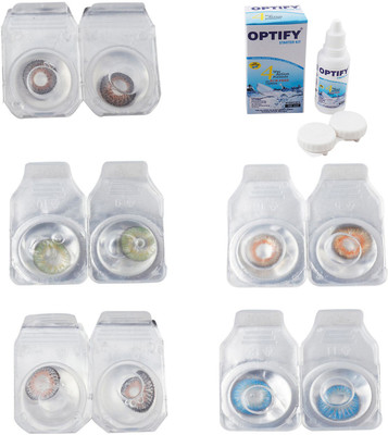 

Optify Combo Pack Monthly Color Contact Lens With Solution Monthly Contact Lens(0, Brown-Green-Grey-Honey-Blue Topaz, Pack of 5)