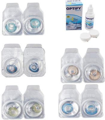 

Optify Combo Pack Monthly Color Contact Lens With Solution Monthly Contact Lens(0, Aqua-Blue-Green-Hazel-Blue Topaz, Pack of 5)