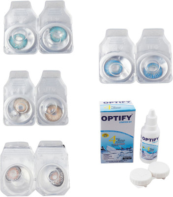 

Optify Combo Pack Monthly Color Contact Lens With Solution Monthly Contact Lens(0, Aqua-Gold-Grey-Blue Topaz, Pack of 4)