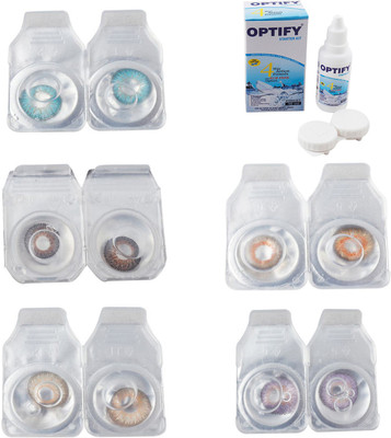 

Optify Combo Pack Monthly Color Contact Lens With Solution Monthly Contact Lens(0, Aqua-Brown-Hazel-Honey-Violet, Pack of 5)