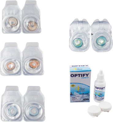 

Optify Combo Pack Monthly Color Contact Lens With Solution Monthly Contact Lens(0, Gold-Honey-Sea Blue-Green Turquoise, Pack of 4)