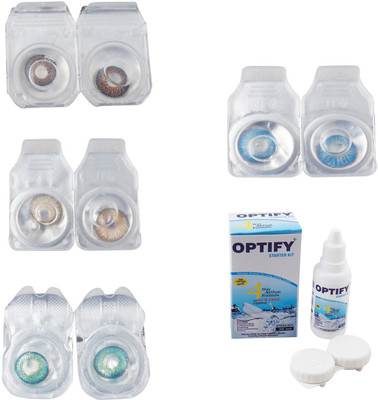 

Optify Combo Pack Monthly Color Contact Lens With Solution Monthly Contact Lens(0, Brown-Gold-Green Turquoise-Blue Topaz, Pack of 4)