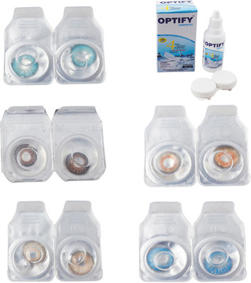 

Optify Combo Pack Monthly Color Contact Lens With Solution Monthly Contact Lens(0, Aqua-Brown-Gold-Honey-Blue Topaz, Pack of 5)