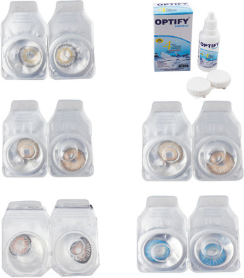 

Optify Combo Pack Monthly Color Contact Lens With Solution Monthly Contact Lens(0, Natural Grey-Gold-Grey-Hazel-Blue Topaz, Pack of 5)