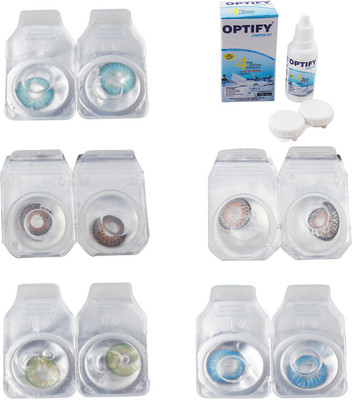 

Optify Combo Pack Monthly Color Contact Lens With Solution Monthly Contact Lens(0, Aqua-Brown-Green-Grey-Blue Topaz, Pack of 5)