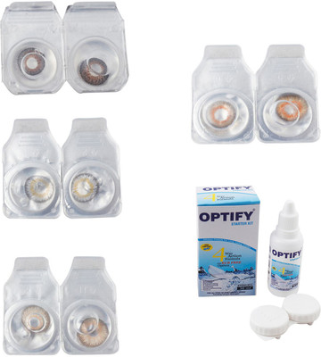 

Optify Combo Pack Monthly Color Contact Lens With Solution Monthly Contact Lens(0, Brown-Natural Grey-Gold-Honey, Pack of 4)