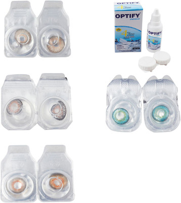 

Optify Combo Pack Monthly Color Contact Lens With Solution Monthly Contact Lens(0, Gold-Grey-Honey-Green Turquoise-Violet, Pack of 5)