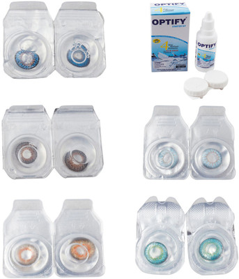 

Optify Combo Pack Monthly Color Contact Lens With Solution Monthly Contact Lens(0, Blue-Brown-Honey-Sea Blue-Green Turquoise, Pack of 5)