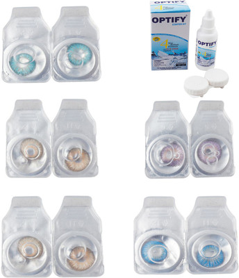 

Optify Combo Pack Monthly Color Contact Lens With Solution Monthly Contact Lens(0, Aqua-Gold-Hazel-Violet-Blue Topaz, Pack of 5)