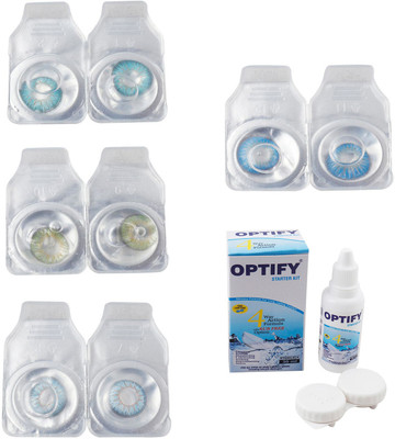 

Optify Combo Pack Monthly Color Contact Lens With Solution Monthly Contact Lens(0, Aqua-Green-Sea Blue-Blue Topaz, Pack of 4)