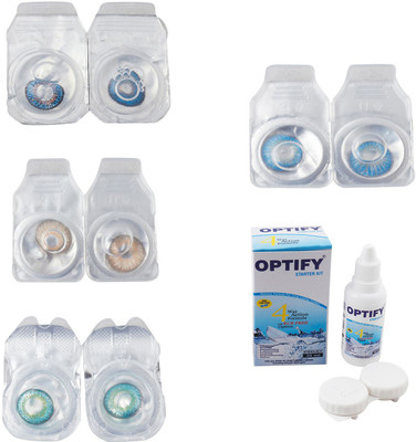 

Optify Combo Pack Monthly Color Contact Lens With Solution Monthly Contact Lens(0, Blue-Gold-Green Turquoise-Blue Topaz, Pack of 4)