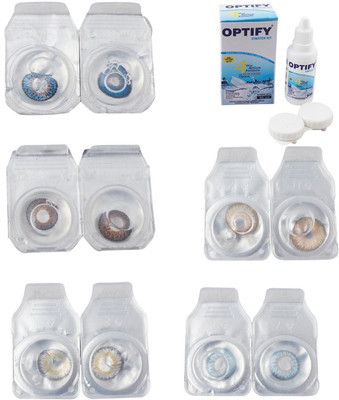 

Optify Combo Pack Monthly Color Contact Lens With Solution Monthly Contact Lens(0, Blue-Brown-Natural Grey-Gold-Sea Blue, Pack of 5)