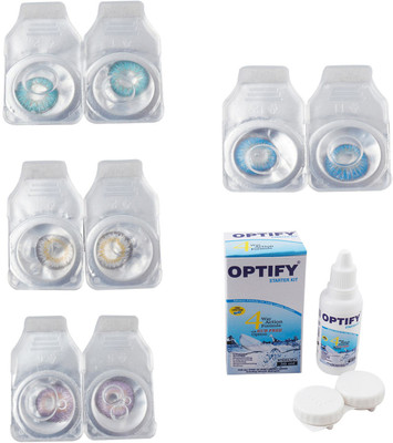 

Optify Combo Pack Monthly Color Contact Lens With Solution Monthly Contact Lens(0, Aqua-Natural Grey-Violet-Blue Topaz, Pack of 4)