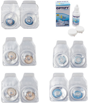 

Optify Combo Pack Monthly Color Contact Lens With Solution Monthly Contact Lens(0, Blue-Gold-Hazel-Sea Blue-Blue Topaz, Pack of 5)