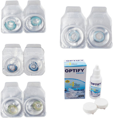 

Optify Combo Pack Monthly Color Contact Lens With Solution Monthly Contact Lens(0, Aqua-Blue-Green-Sea Blue, Pack of 4)