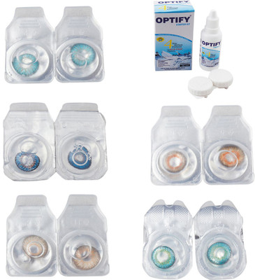 

Optify Combo Pack Monthly Color Contact Lens With Solution Monthly Contact Lens(0, Aqua-Blue-Hazel-Honey-Green Turquoise, Pack of 5)