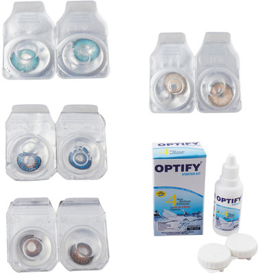

Optify Combo Pack Monthly Color Contact Lens With Solution Monthly Contact Lens(0, Aqua-Blue-Brown-Gold, Pack of 4)