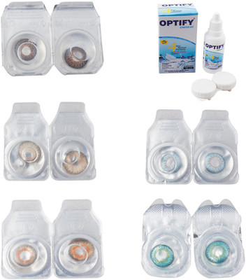 

Optify Combo Pack Monthly Color Contact Lens With Solution Monthly Contact Lens(0, Brown-Gold-Honey-Sea Blue-Green Turquoise, Pack of 5)