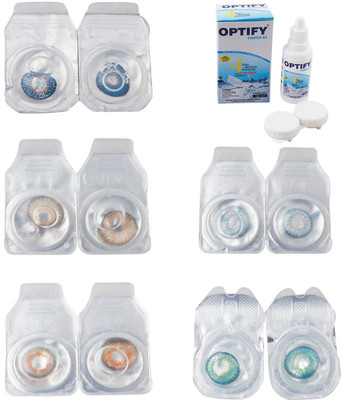 

Optify Combo Pack Monthly Color Contact Lens With Solution Monthly Contact Lens(0, Blue-Hazel-Honey-Sea Blue-Green Turquoise, Pack of 5)