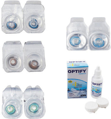 

Optify Combo Pack Monthly Color Contact Lens With Solution Monthly Contact Lens(0, Blue-Brown-Green Turquoise-Blue Topaz, Pack of 4)