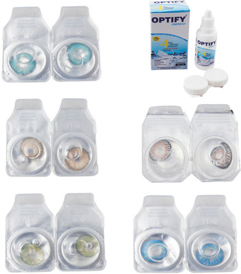 

Optify Combo Pack Monthly Color Contact Lens With Solution Monthly Contact Lens(0, Aqua-Gold-Green-Grey-Blue Topaz, Pack of 5)