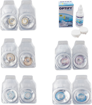 

Optify Combo Pack Monthly Color Contact Lens With Solution Monthly Contact Lens(0, Natural Grey-Gold-Sea Blue-Violet-Blue Topaz, Pack of 5)
