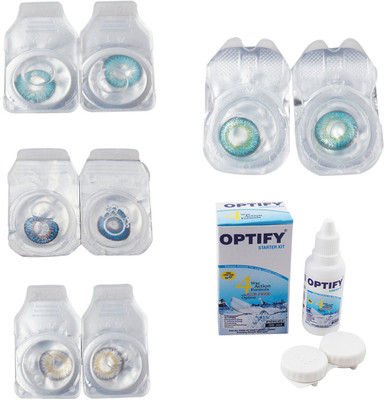 

Optify Combo Pack Monthly Color Contact Lens With Solution Monthly Contact Lens(0, Aqua-Blue-Natural Grey-Green Turquoise, Pack of 4)