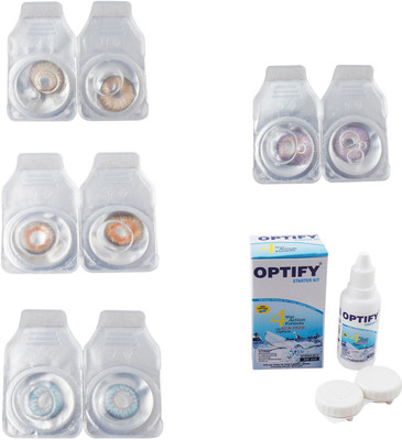 

Optify Combo Pack Monthly Color Contact Lens With Solution Monthly Contact Lens(0, Gold-Honey-Sea Blue-Violet, Pack of 4)